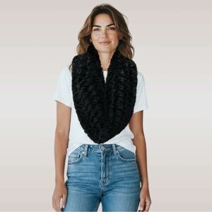 Plush Black Infinity Scarf